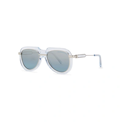 Calvin Klein Silver-tone Aviator-style Sunglasses In Blue