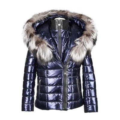 Popski London Aspen Metallic Jacket - Navy In Metallic Navy