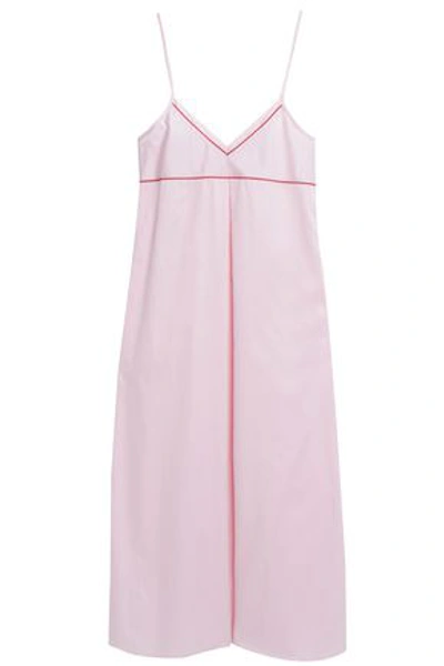 Bodas Pleated Cotton-poplin Nightdress In Baby Pink