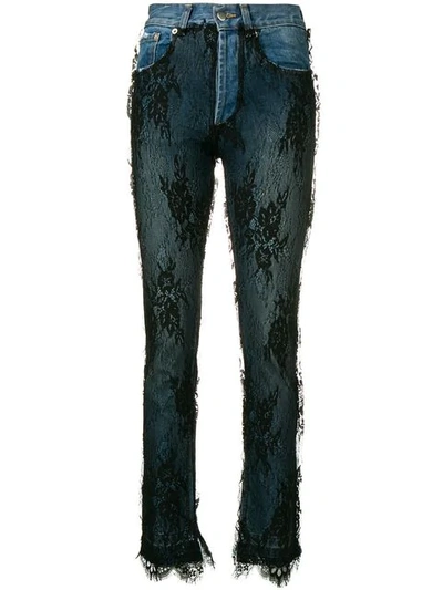 Almaz Lace Overlay Skinny Jeans - Blue
