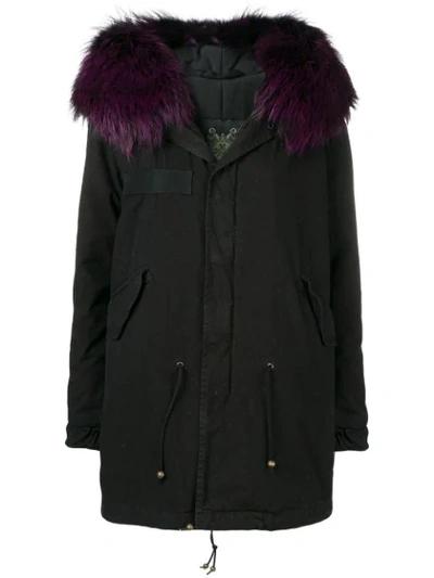 Mr & Mrs Italy Hooded Trimmed Parka In Black