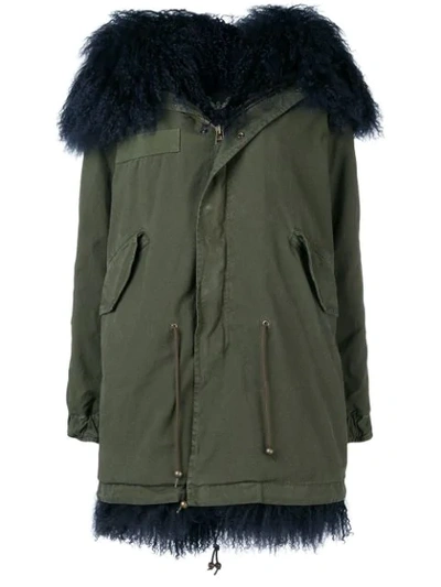 Mr & Mrs Italy Fur Trimmed Parka In Blue