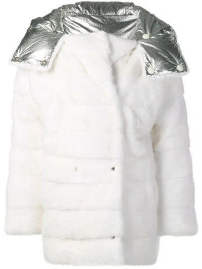 Yves Salomon Oversized Fur Parka - White