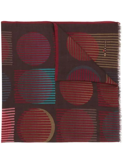 Kiton Printed Cashmere Scarf In Brown