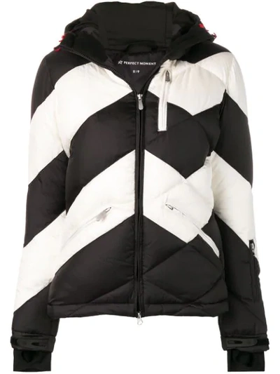 Perfect Moment Chevron Super Day Down Coat In Black