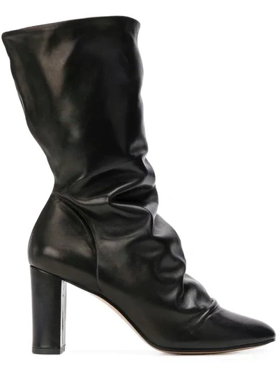 Marc Ellis Slouch Creased Boots In Black