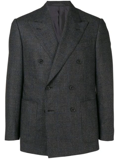 Caruso Double-breasted Fitted Blazer - Grey