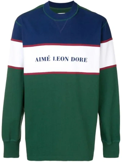 Aimé Leon Dore Colour Block Sweatshirt  In Green