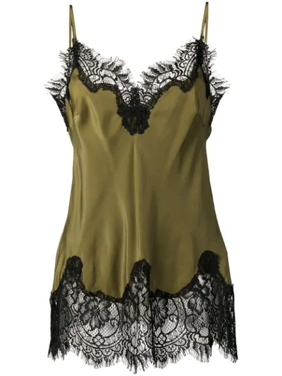 Gold Hawk Longline Lace Cami In Green