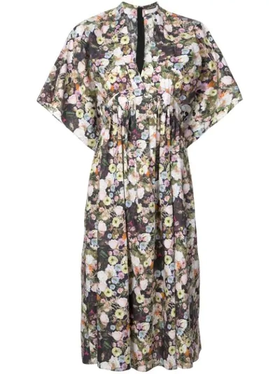 Adam Lippes Floral Print Poplin Dress In Multicolour