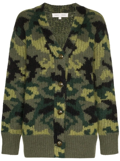 Proenza Schouler Camo Intarsia Knitted Cardigan - Green In Multi