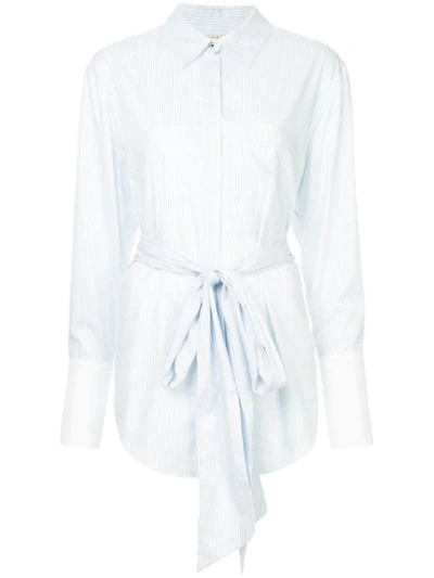 Sykes Striped Belted Shirt In White