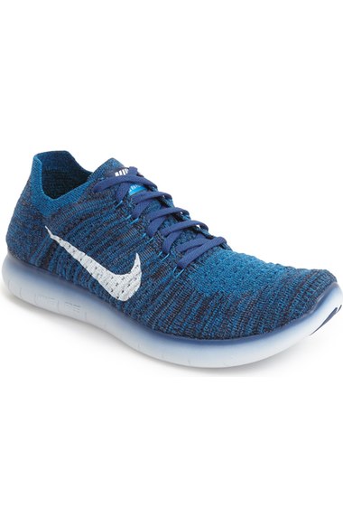 Nike 'free Run Flyknit' Running Shoe (men) In Coastal Blue/ White/ Blue ...
