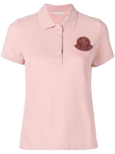 Moncler Logo Patch Polo Shirt In Pink