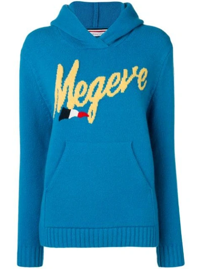 Moncler Hooded Logo Jumper In Blue