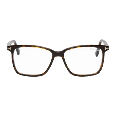 Tom Ford Tortoiseshell Block Soft Square Glasses In 052darkhav