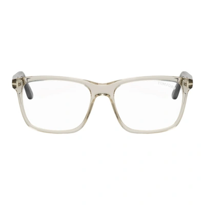 Tom Ford Transparent And Black Block Square Glasses In 020 Greyoth