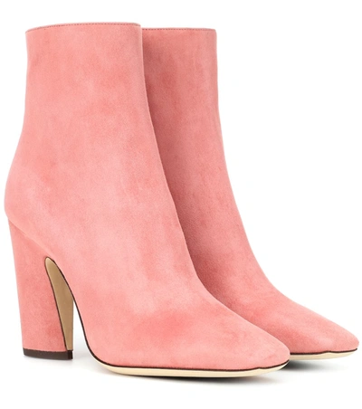 Jimmy Choo Mirren 100 Suede Ankle Boots In Pink