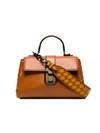 Bottega Veneta Orange Leather Mini Woven Strap Shoulder Bag