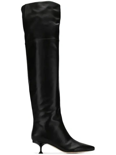 Sergio Rossi Kitten Heel Boots In Black