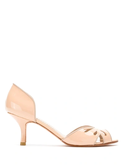 Sarah Chofakian Valencia Peep Toe Shoes In Neutrals