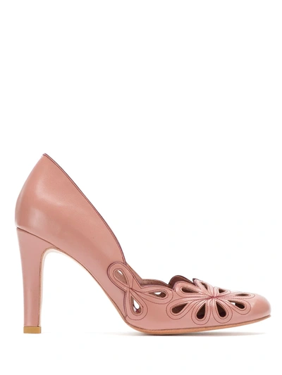 Sarah Chofakian Leather Belle Epoque Pumps In Pink