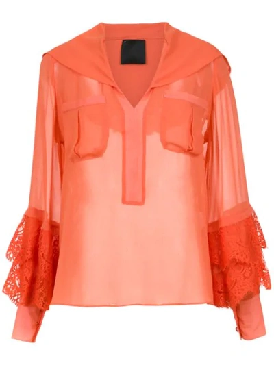 Andrea Bogosian Sheer Satin Blouse - Orange