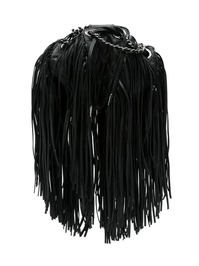 Andrea Bogosian Fringed Leather Bag In Black