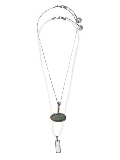Camila Klein Pearl Stone Necklace In Metallic