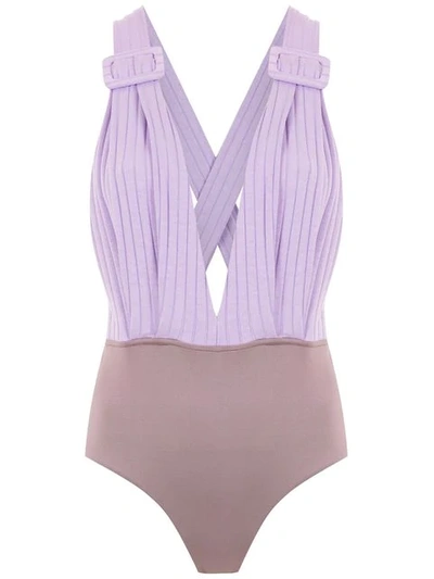 Framed Superb Bodysuit In Purple