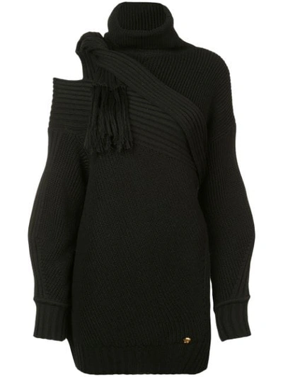 Versace Asymmetric Knitted Sweater - Black