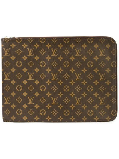 Louis Vuitton Monogram Laptop Travel Clutch Bag In Brown
