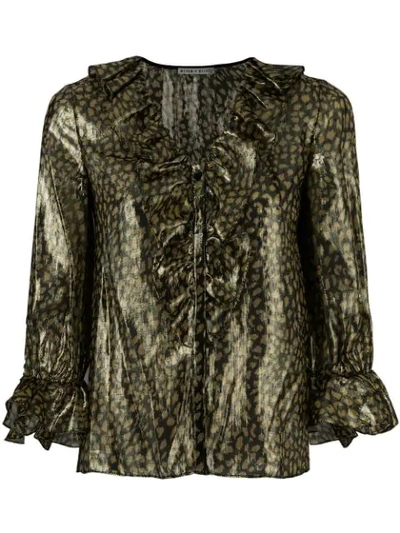 Alice And Olivia Frilled Blouse In Metallic