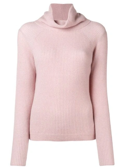 Allude Cashmere High Neck Sweater In Pink