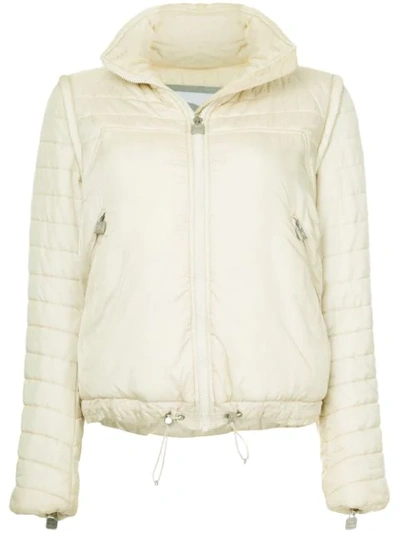 Pre-owned Chanel Removable Sleeve Padded Jacket In White