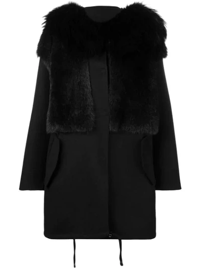 Sword 6.6.44 Fur Embellished Coat In Black