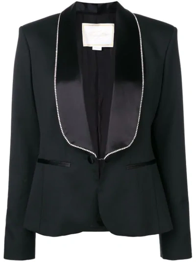 Redemption Crystal Embellished Lapel And Cuffs Blazer In Black
