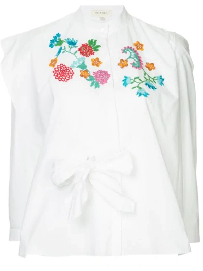Delpozo Embroidered Flower Blouse In White