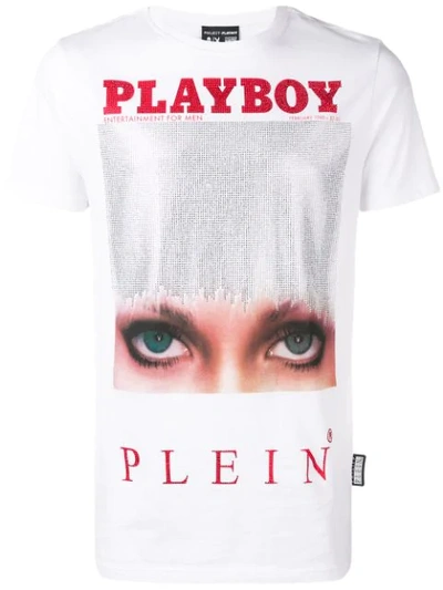 Philipp Plein X Playboy Printed Crystal T In White