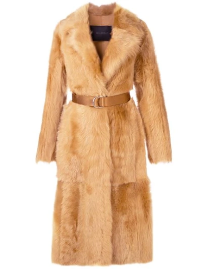 Blancha Raccoon Fur Belted Coat In Neutrals