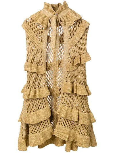 Philosophy Di Lorenzo Serafini Metallic Ruffle Detail Cape - 金色 In Gold