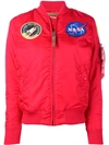 Alpha Industries Nasa Patch Detail Bomber Jacket - Red