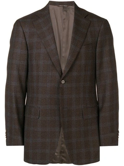 Canali Checked Blazer In Brown