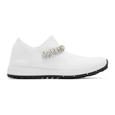 Jimmy Choo Verona Crystal Embellished Knit Sneaker In White/crystal