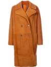 Yves Salomon Oversized Shearling Coat In Blue