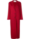 Valentino Long Buttoned Coat - Red