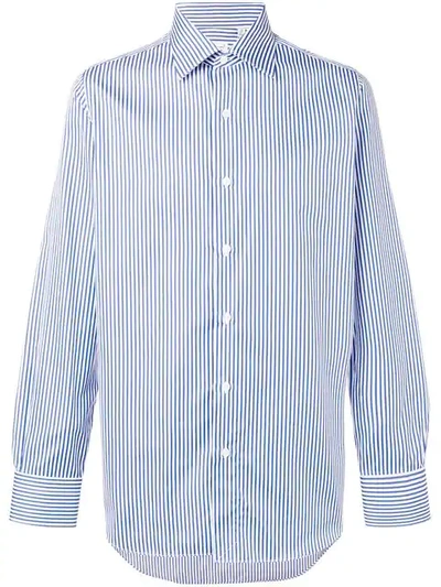 Finamore 1925 Napoli Classic Striped Shirt In Blue
