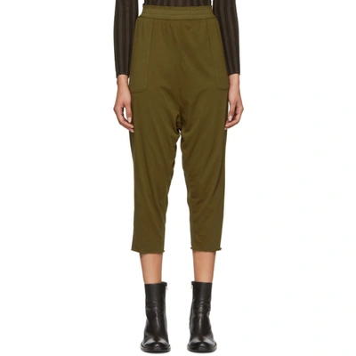 Raquel Allegra Green Sueded Baby Jersey Lounge Pants In Army