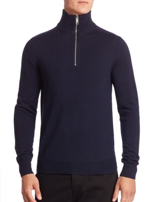 Burberry Farnborough Merino Wool Half-zip Sweater In Navy | ModeSens