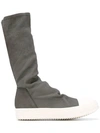 Rick Owens Sneaker Style Calf Boots In Green